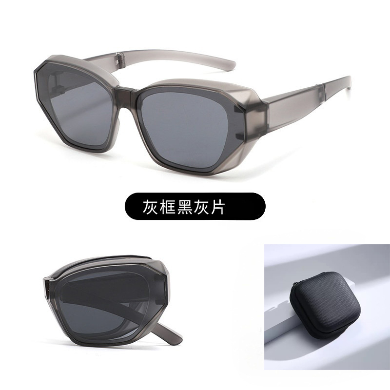 WS036 B10 近視折疊套鏡 黑框灰片