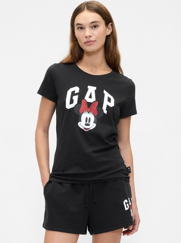 [S] GAP BLACK LOGO LETTERING WITH MINNIE MOUSE HEAD PRINT T-SHIRT, 735895-06-1-0002 (SZZ976)