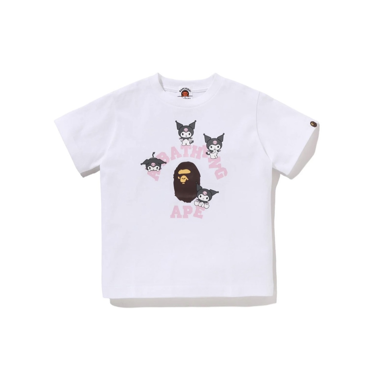 -(B021)- A BATHING APE X SANRIO BABY MILO COLLEGE MINI TEE KIDS KUROMI 三麗鷗 聯名 酷洛米 童裝 黑/白色-1M23310902
