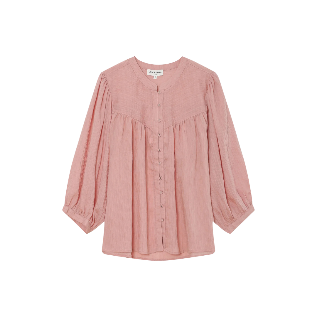1GM0329-036 [GRACE & MILA] Balloon-Sleeve Blouse Rose Vanille #SS2617040 (C-EU-E)