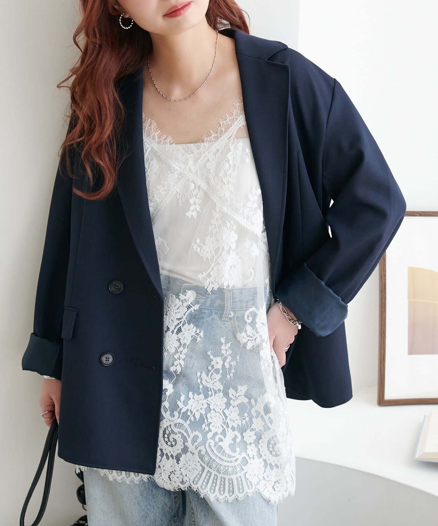 DISCOAT(ディスコート)  【新色追加/オンオフ着れる♪】Wブレストテーラードジャケット深藍M（DCZ1052107A0012）