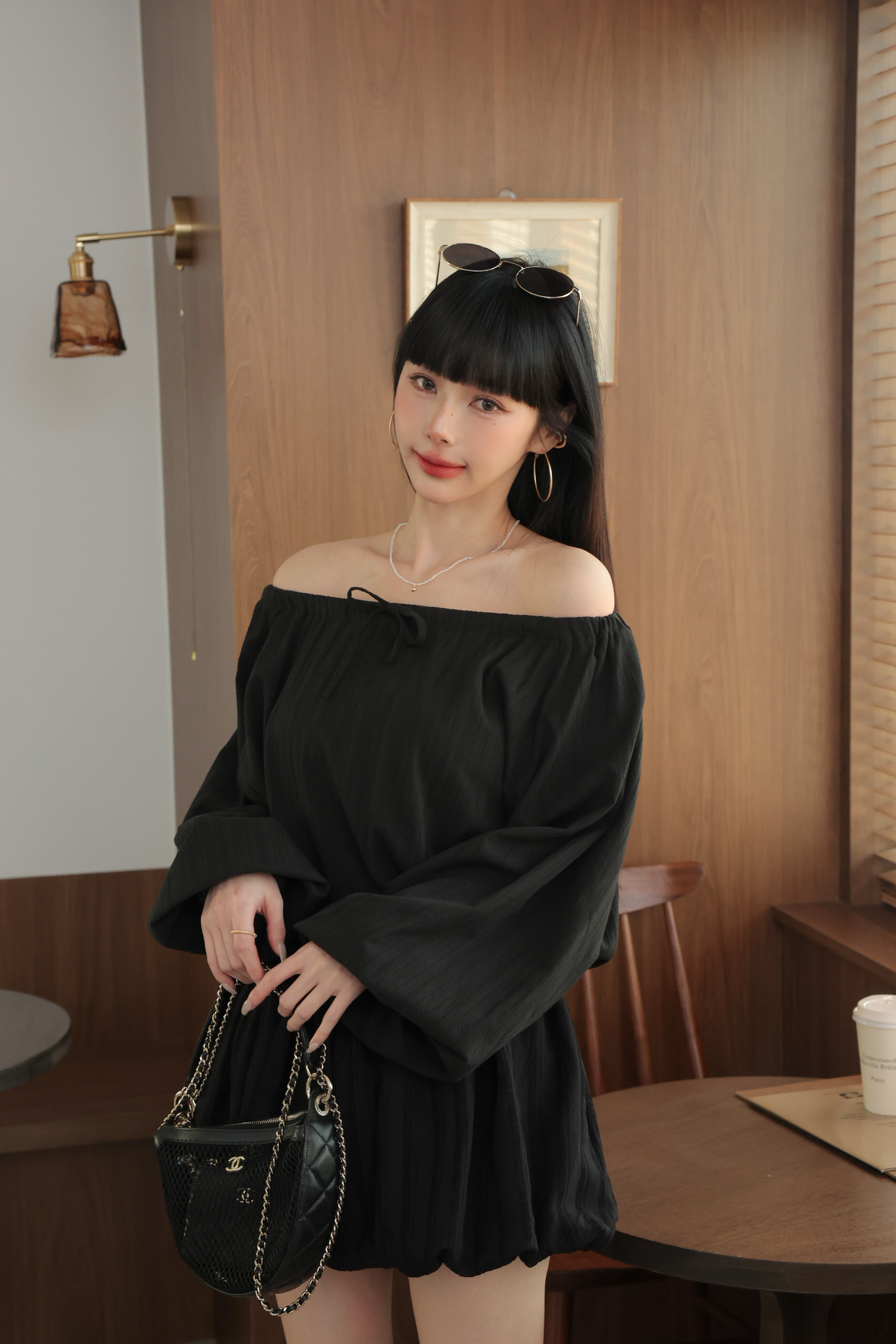 浪漫下縮口綁帶上衣 HA66