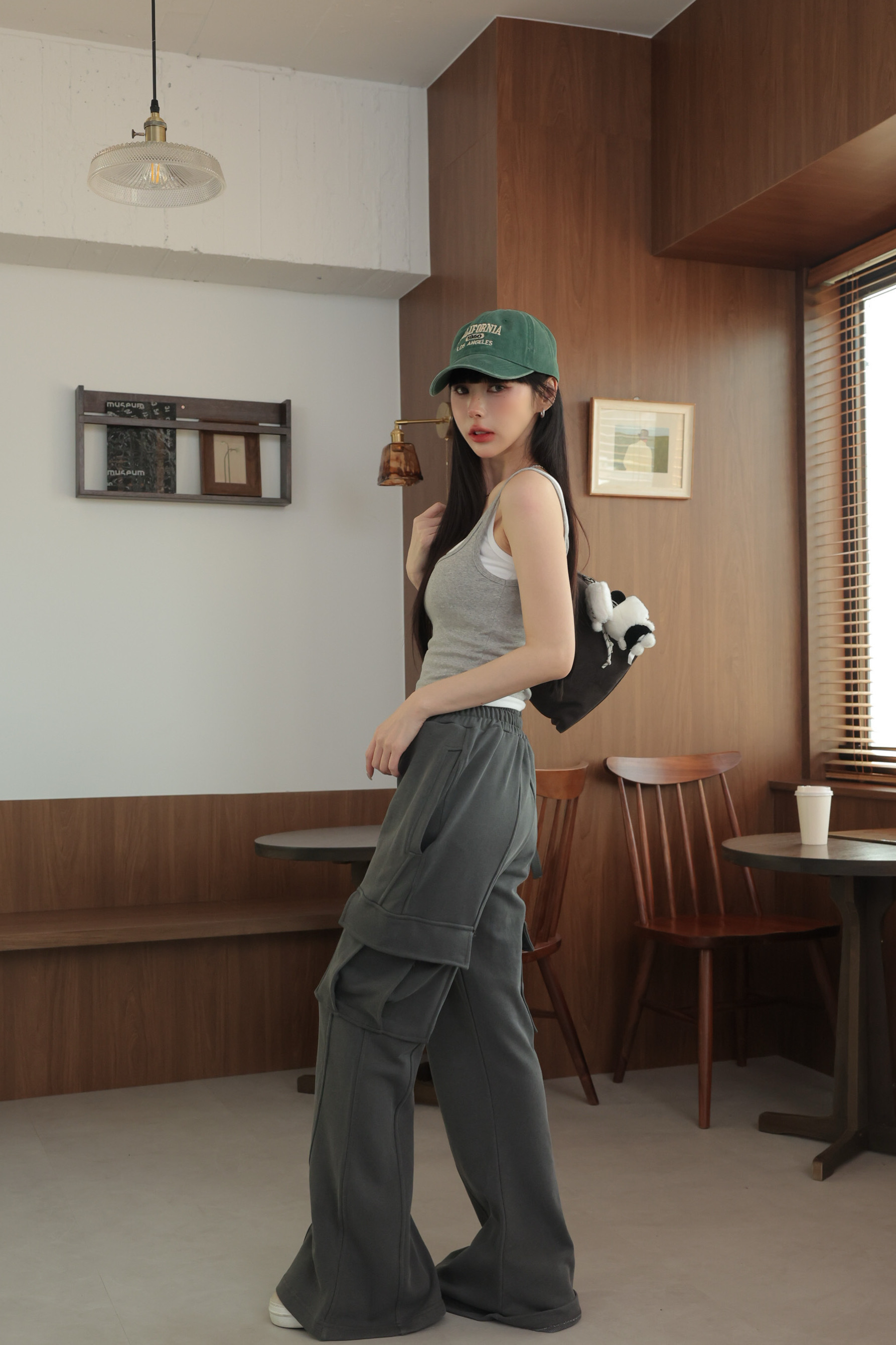 瘦爆工裝口袋棉喇叭褲 HA13