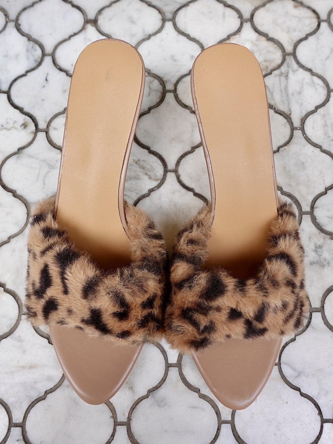 Leopard豹紋色 Vegan皮草高跟鞋