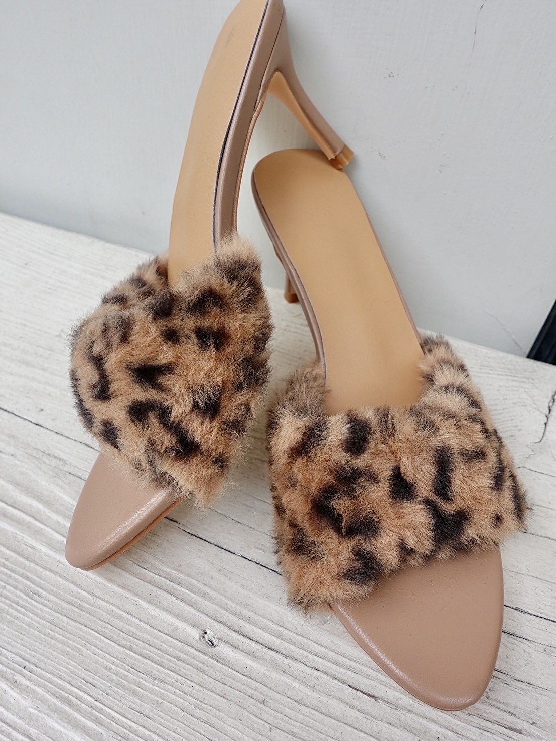 Leopard豹紋色 Vegan皮草高跟鞋