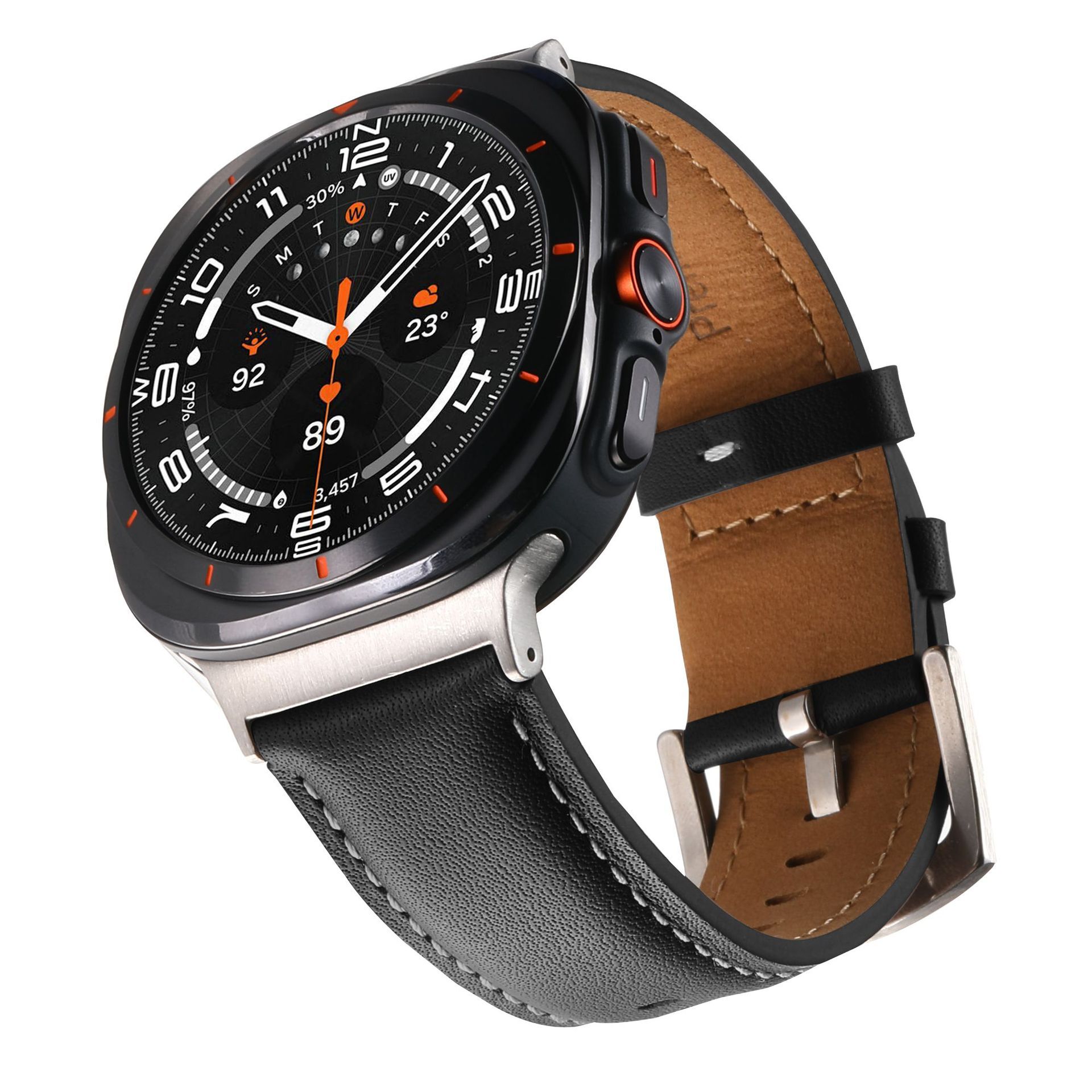 XPRO - Modern Leather - Galaxy Watch 8 Classic Ultra Strap 頭層牛皮不鏽鋼扣智能手錶帶