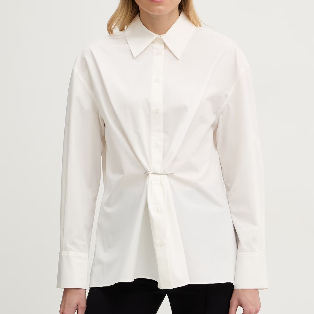 1TS0319-064 [TWINSET] Cotton Shirt Beige #261TE2010 (C-EU-E)