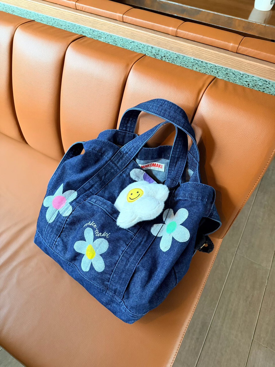 MAKOMAKI牛仔小花布包(不含掛飾)