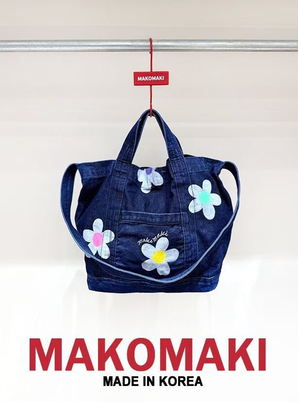 MAKOMAKI牛仔小花布包(不含掛飾)