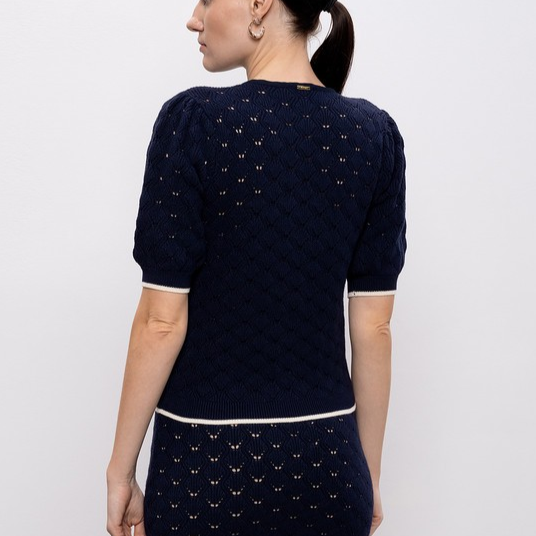 1TS0319-057 [TWINSET] Patterned Top Blue #261TP3031 (C-EU-E)