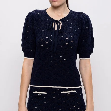 1TS0319-057 [TWINSET] Patterned Top Blue #261TP3031 (C-EU-E)