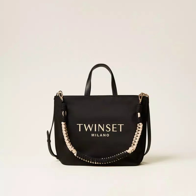 1TS0319-055 [TWINSET] Shopper Bag with Logo Delicate Black #261TB7520 (B-EU-E)