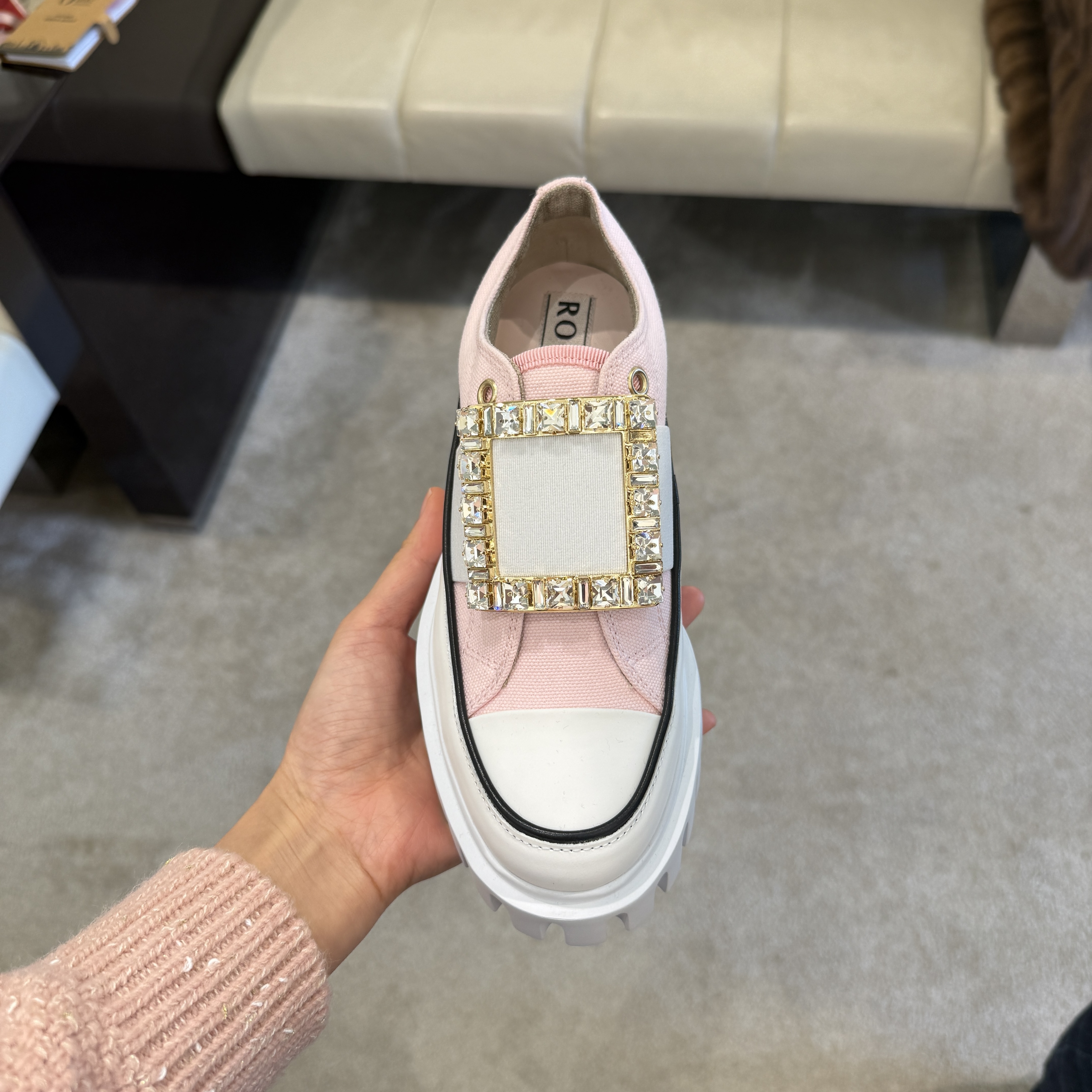 Roger Vivier Viv go thick strass sneakers pink