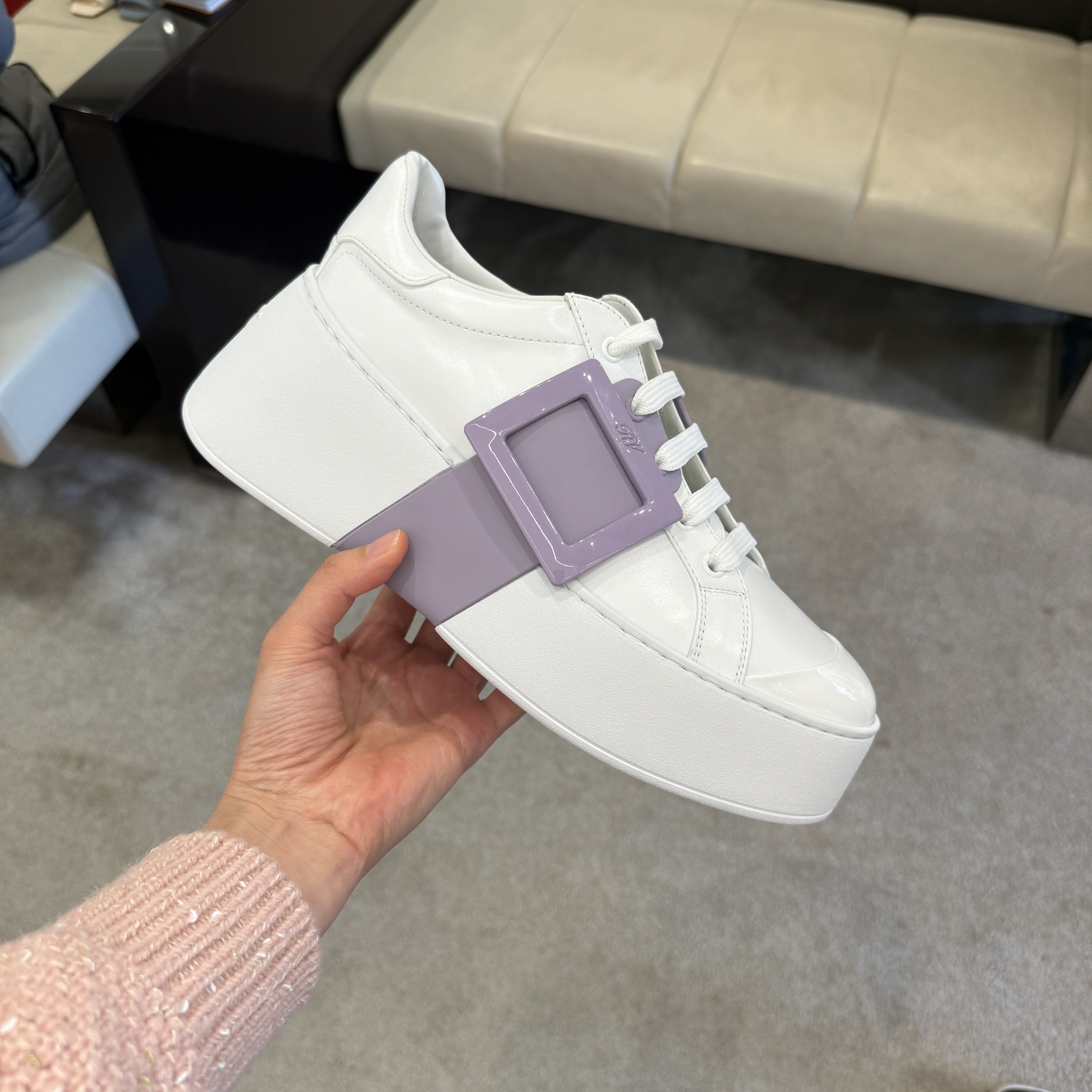 Roger Vivier viv skate high sneakers thick purple