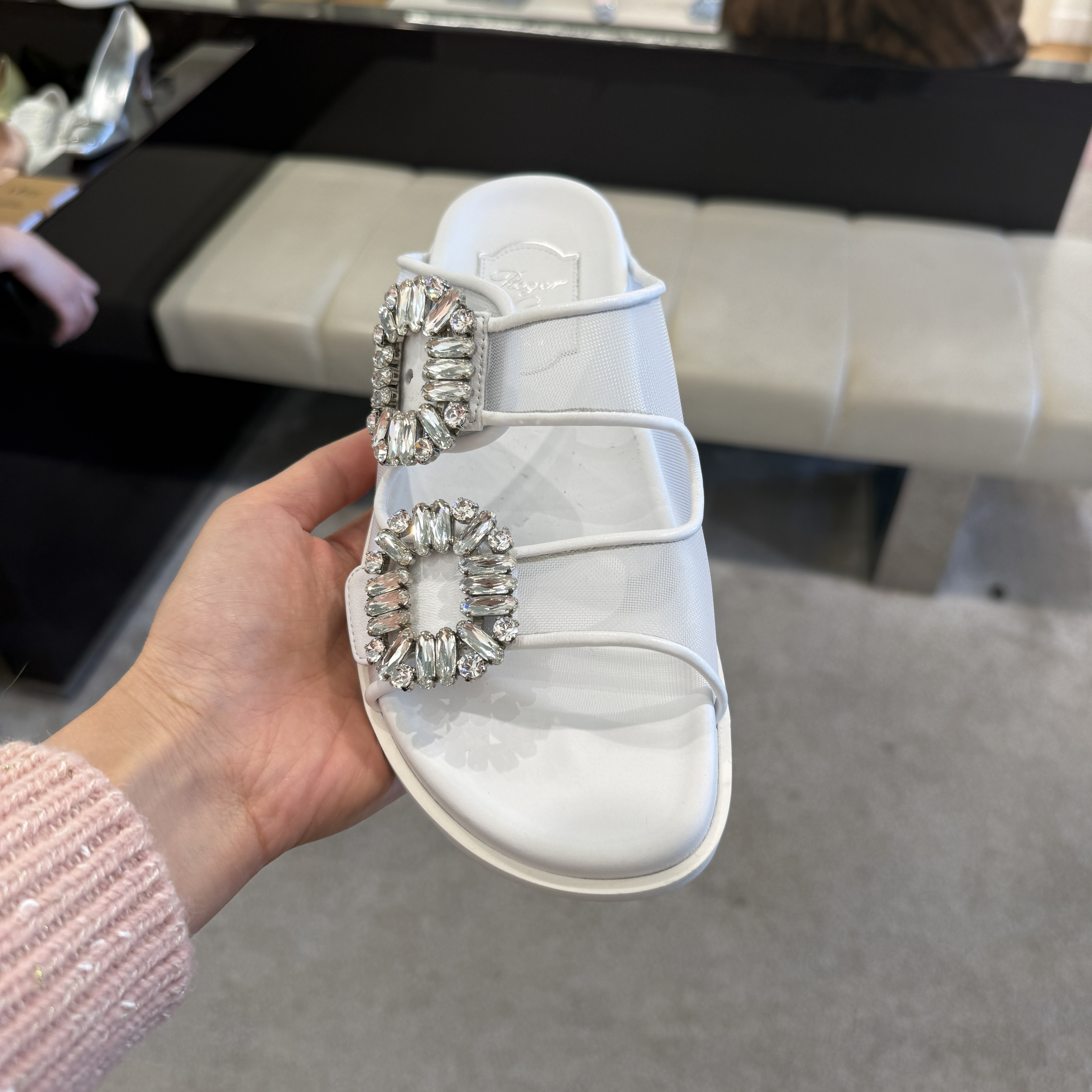 Roger Vivier slidy Viv strass sandals mesh