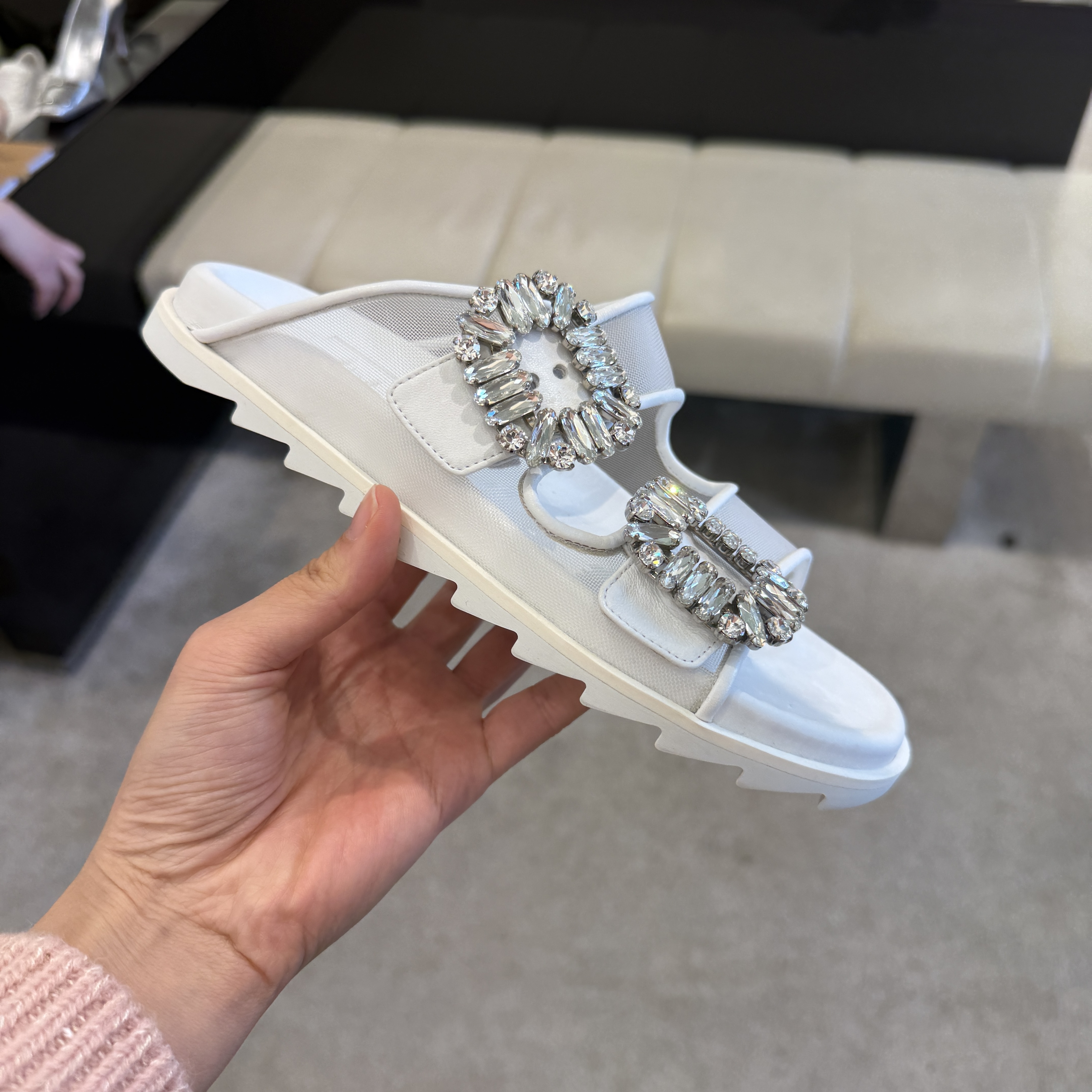 Roger Vivier slidy Viv strass sandals mesh