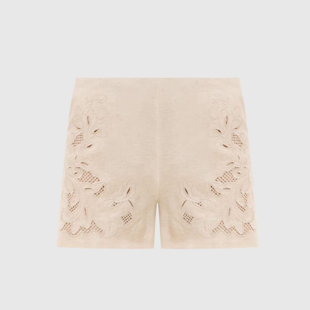 1TS0319-049 [TWINSET] Shorts with Broderie Embroidery Beige #261TP2312 (C-EU-E)