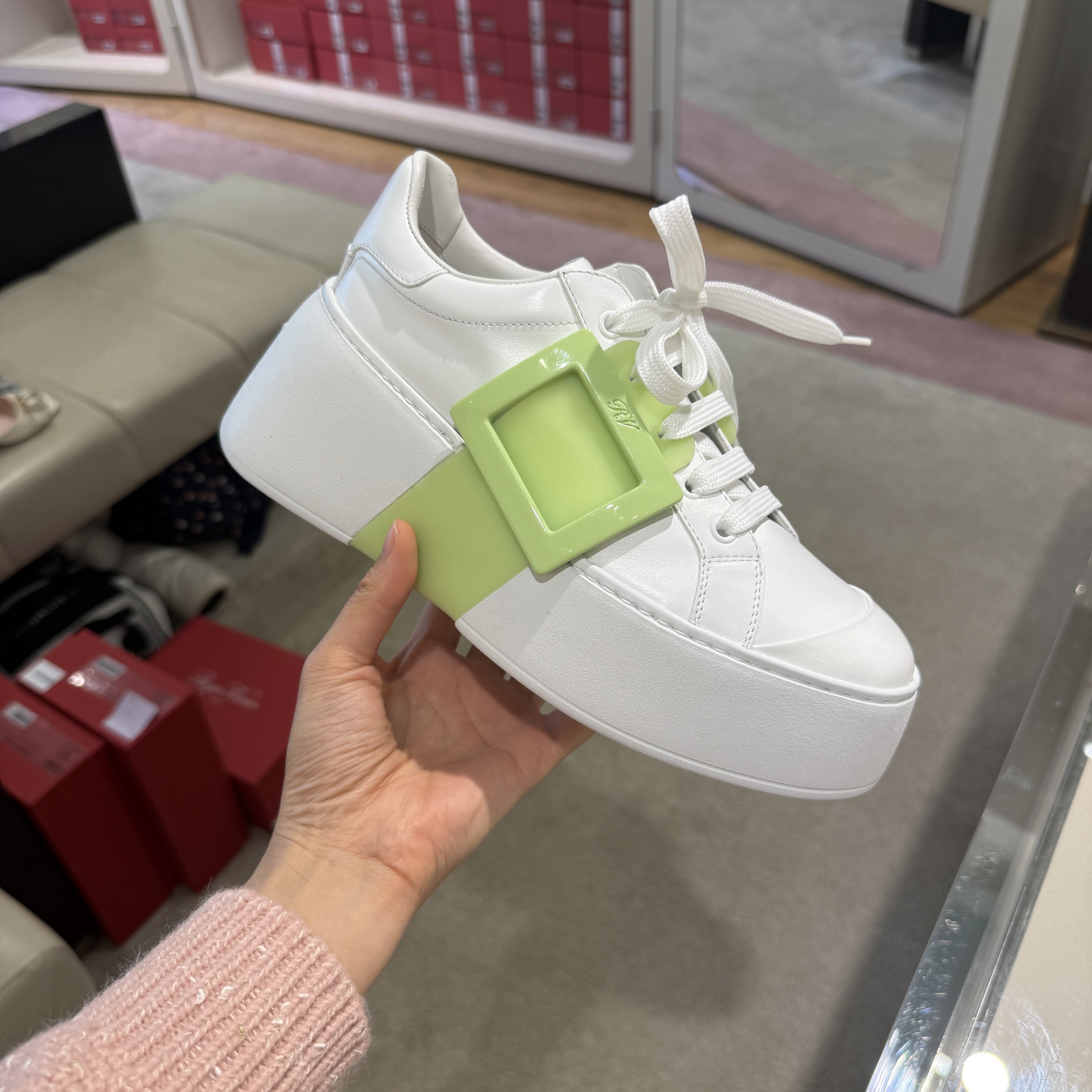 Roger Vivier viv skate high sneakers thick green