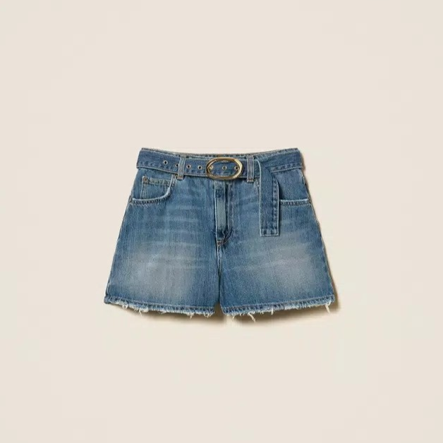 1TS0319-044 [TWINSET] Denim Shorts with Belt Light Denim #261TP2711 (C-EU-E)