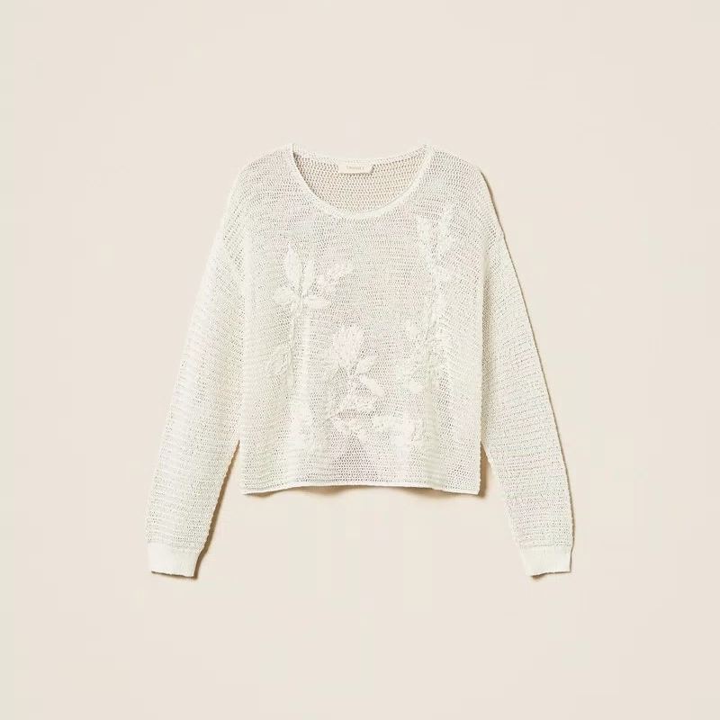1TS0319-042 [TWINSET] Mesh Jumper with Hand Embroidered Details Lily #261TE3020 (C-EU-E)
