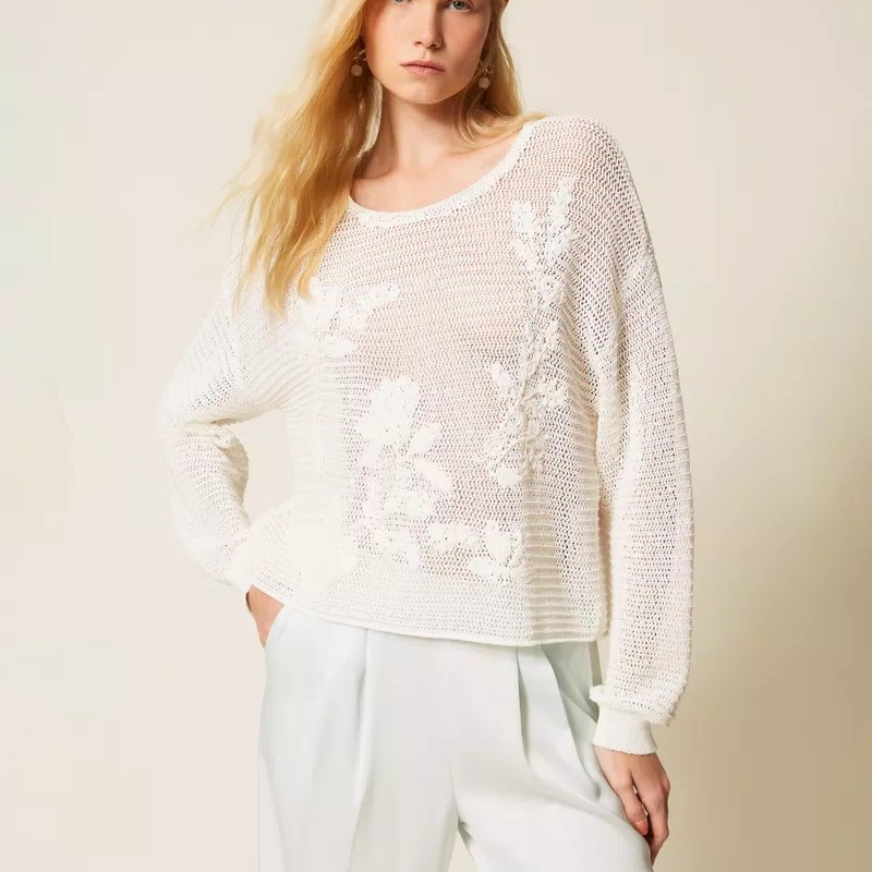 1TS0319-042 [TWINSET] Mesh Jumper with Hand Embroidered Details Lily #261TE3020 (C-EU-E)