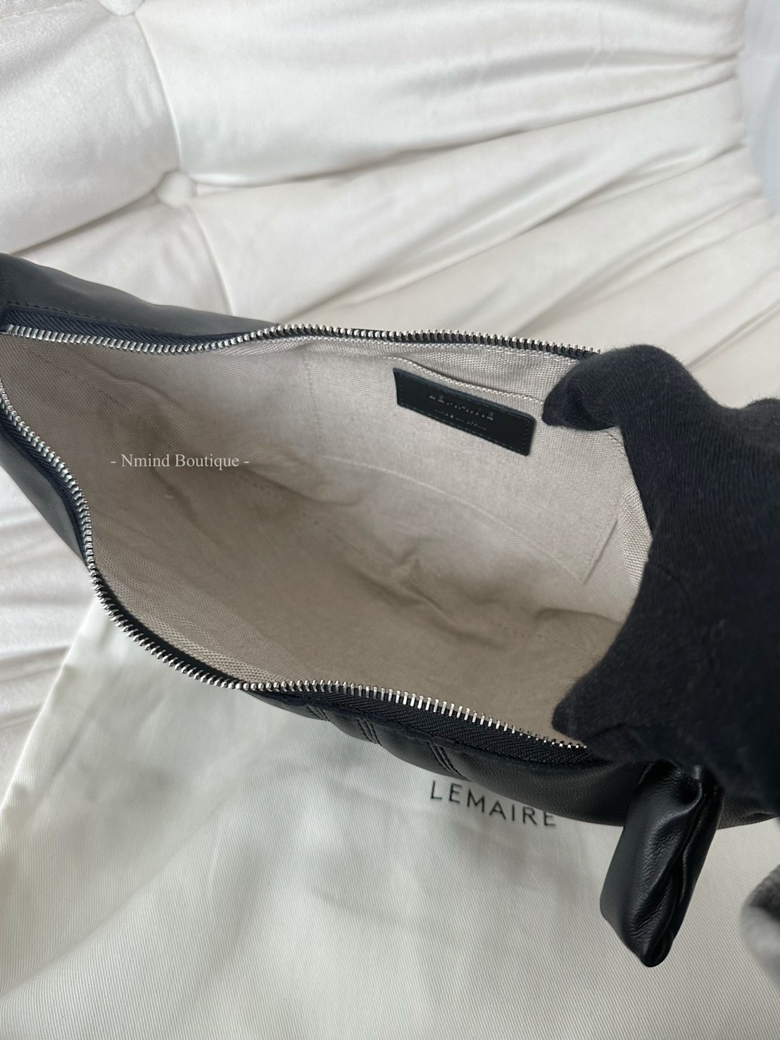 LEMAIRE  MEDIUM CROISSANT BAG IN COATED COTTON / Forest