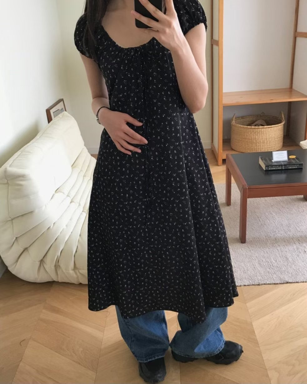 法式度假風小碎花連身裙
