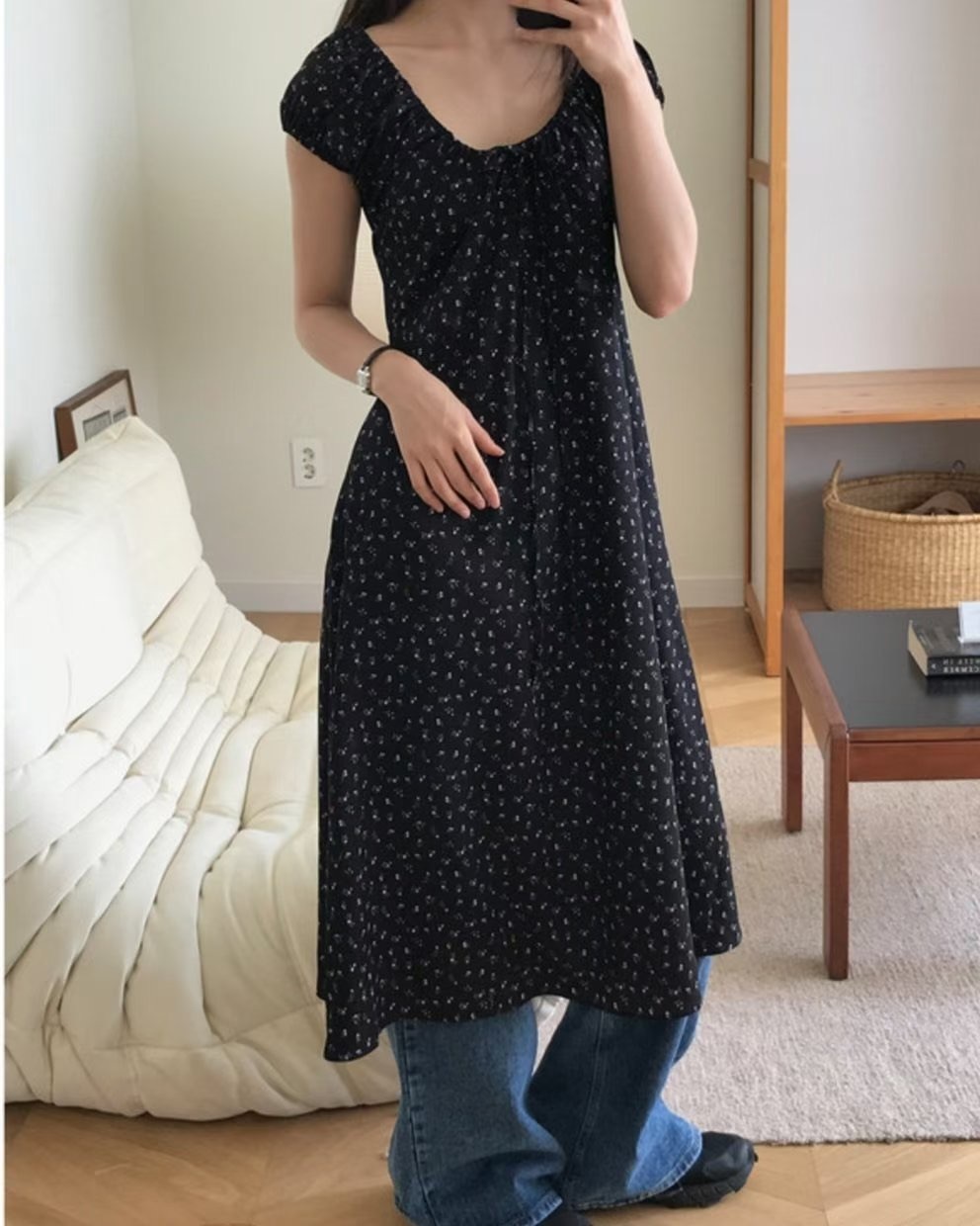 法式度假風小碎花連身裙