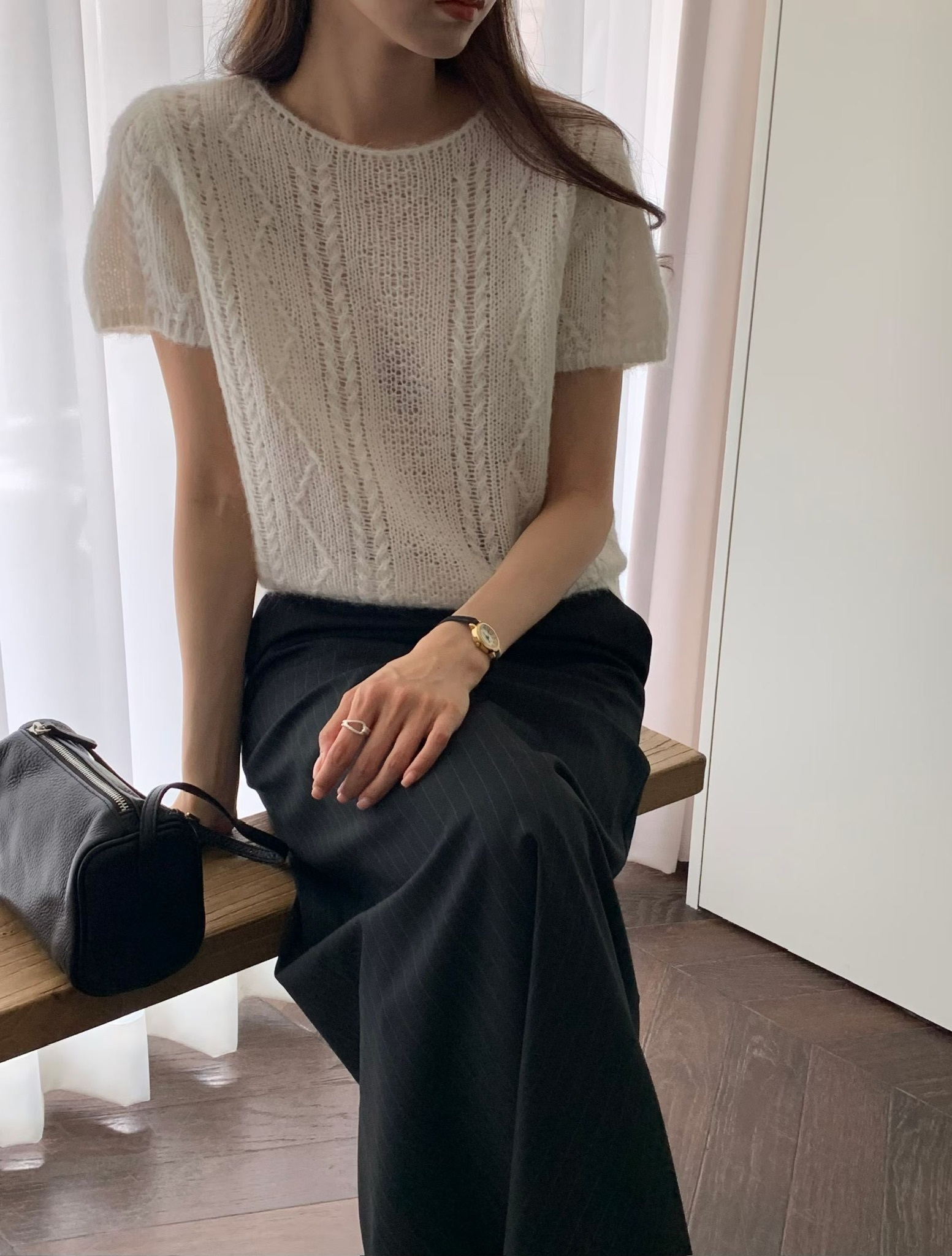 twisted short sleeve knit