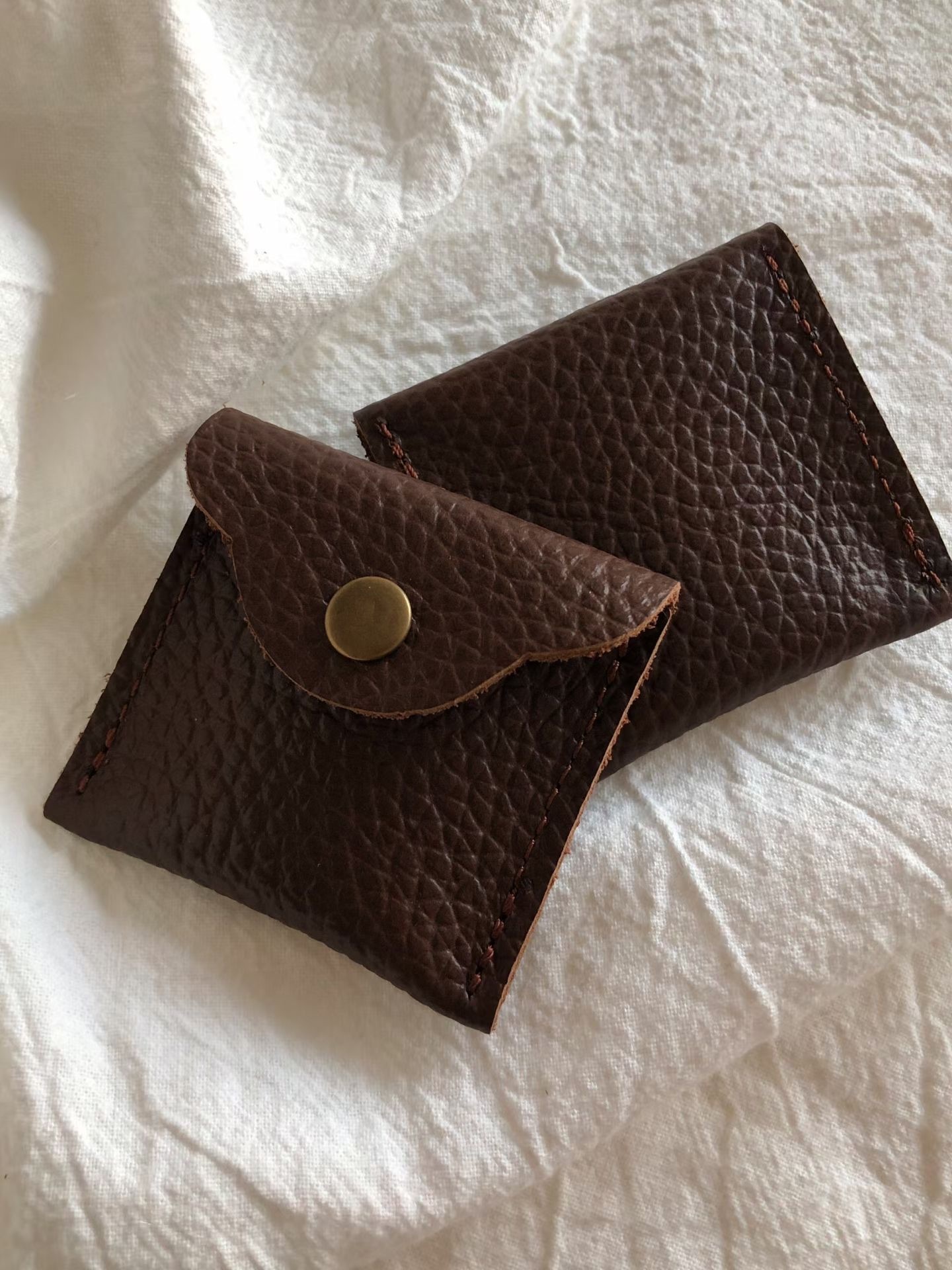 Mini leather jewelry pouch