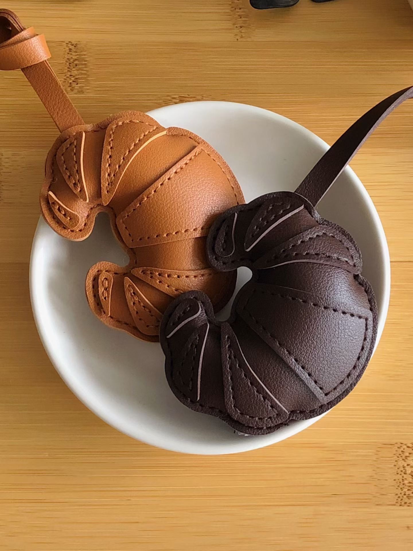 PU chubby croissant bag charm