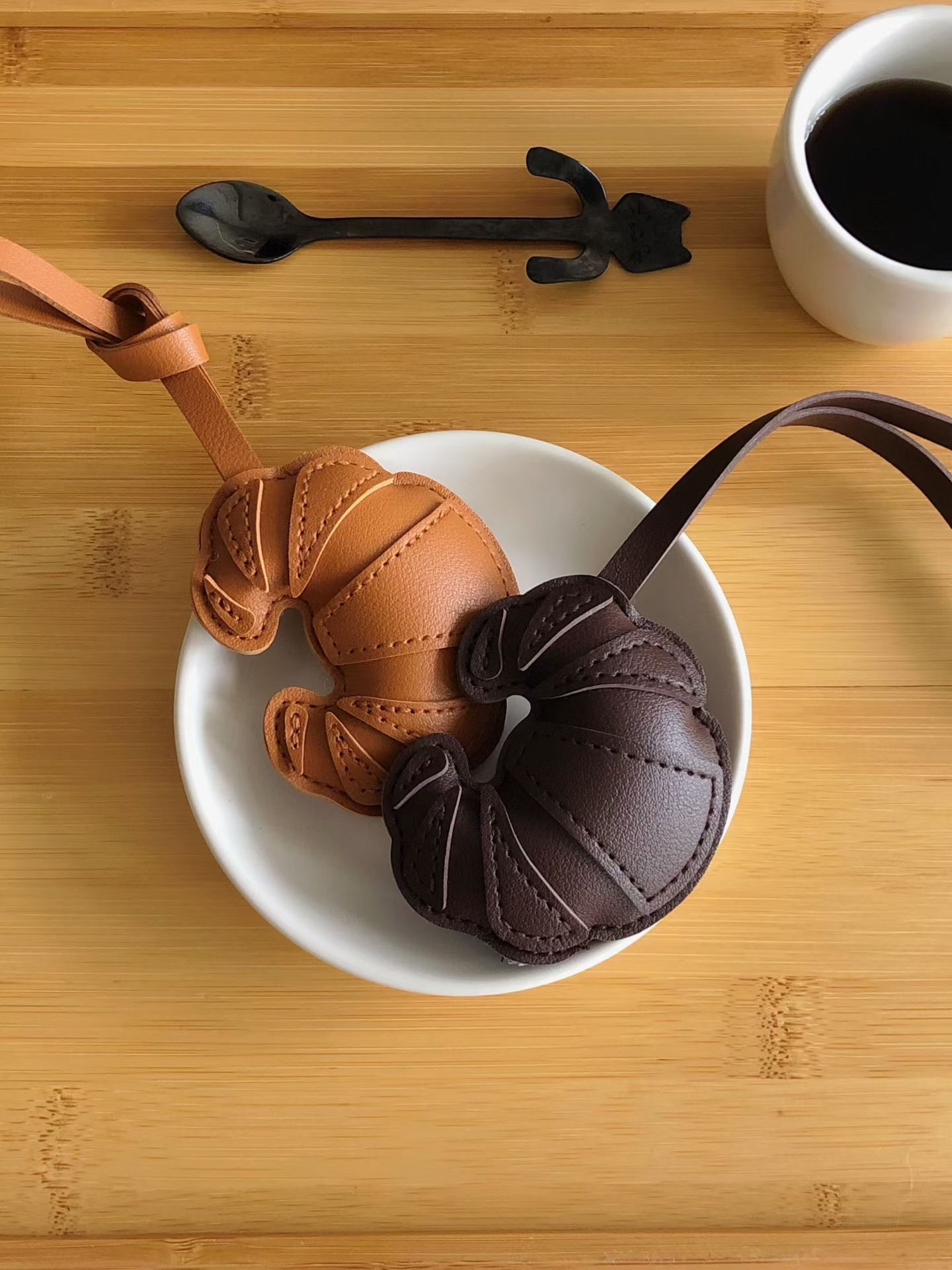 PU chubby croissant bag charm