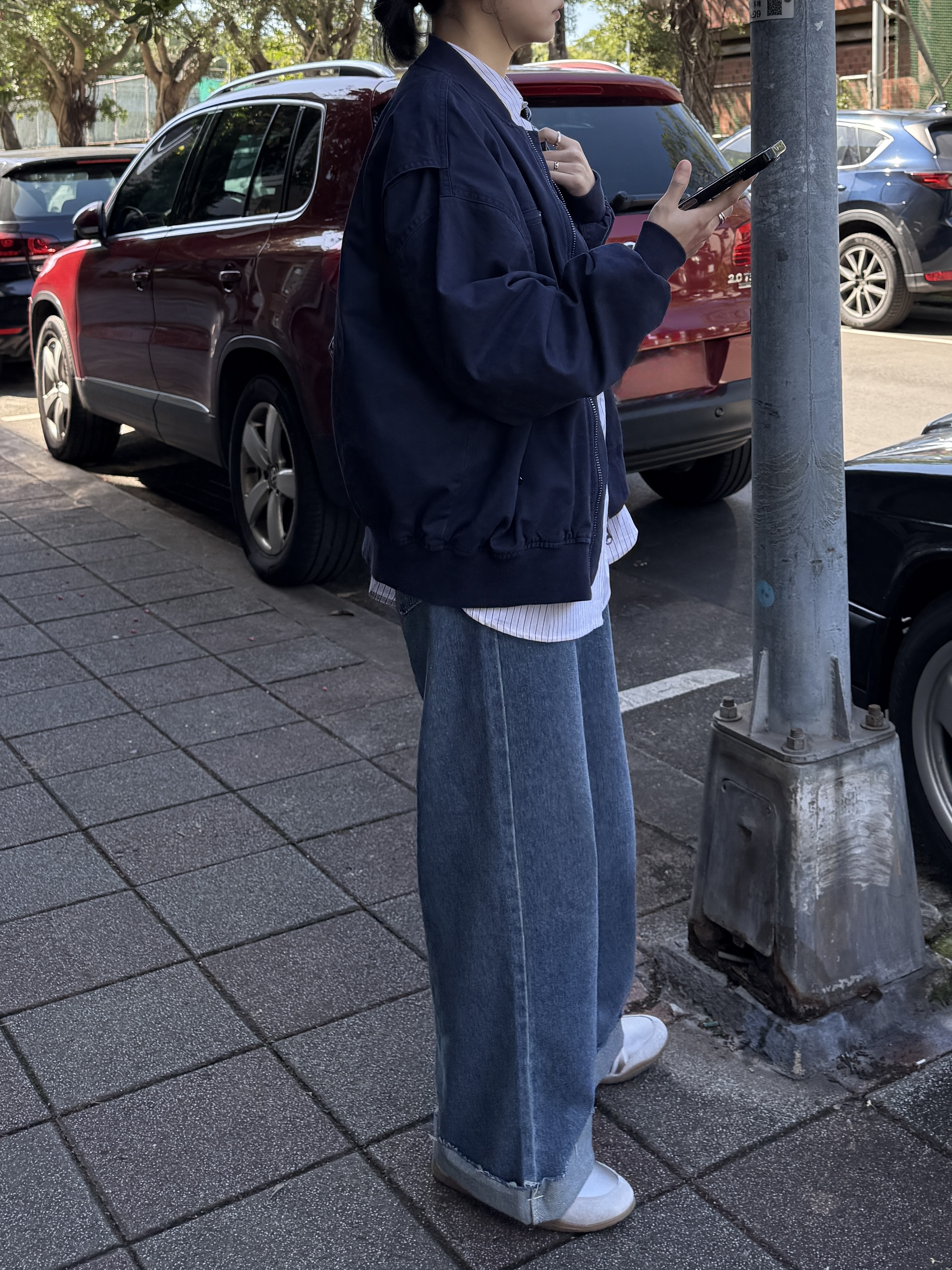 雙向拉鏈工裝外套 (藍)