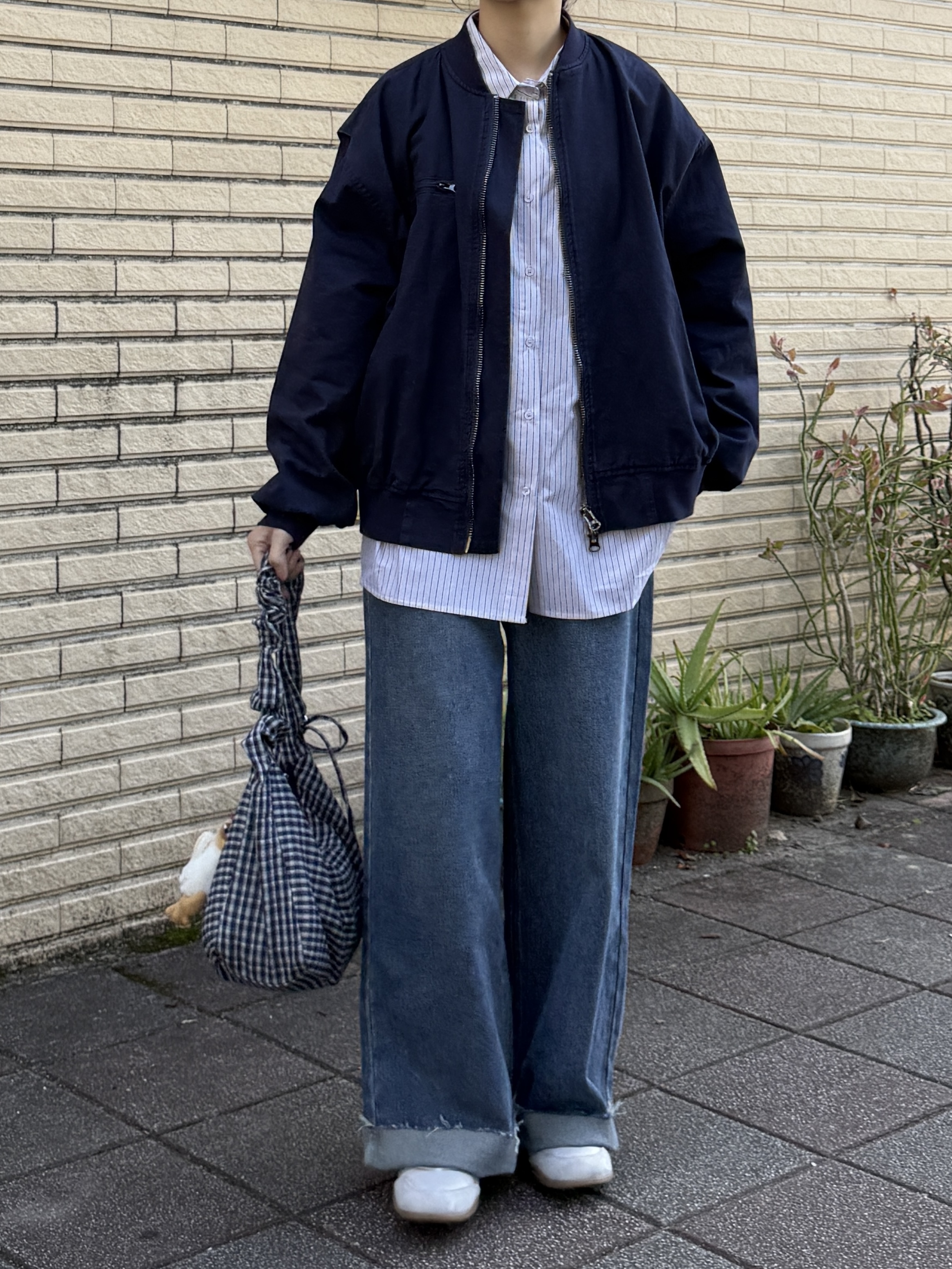 雙向拉鏈工裝外套 (藍)