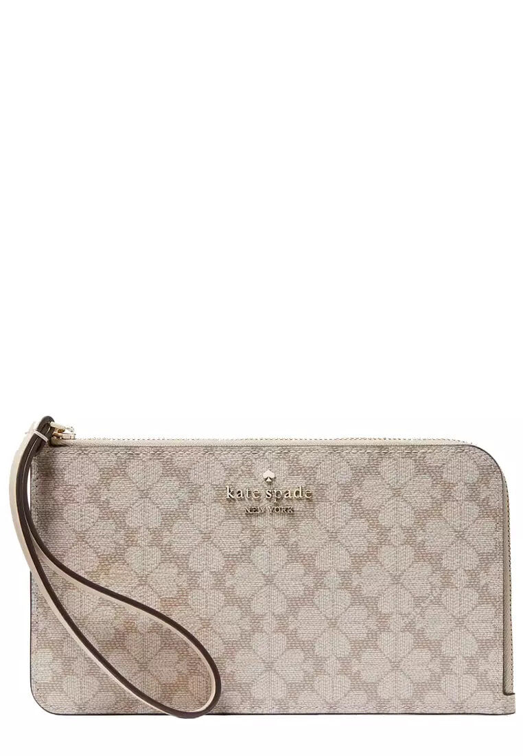 [S] KATE SPADE DARK BEIGE KM460 LUCY SPADE FLOWER PV SM IZIP CH WRST, 196021652394 (SKS1708)