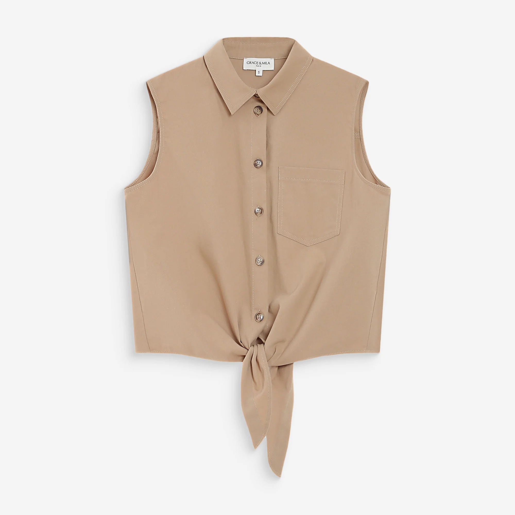 1GM0329-040 [GRACE & MILA] Cotton Shirt Sable Vero Sand #SS2617076 (C-EU-E)