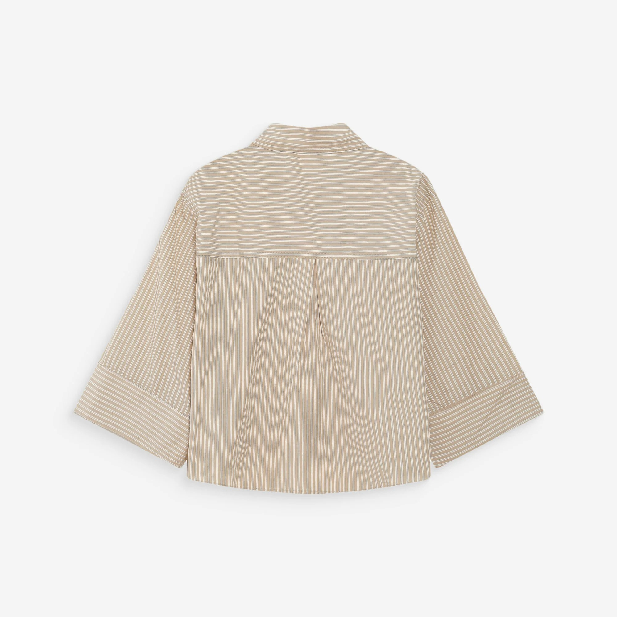 1GM0329-045 [GRACE & MILA] Short Striped Shirt Sable Voice Sand #SS2617082 (C-EU-E)