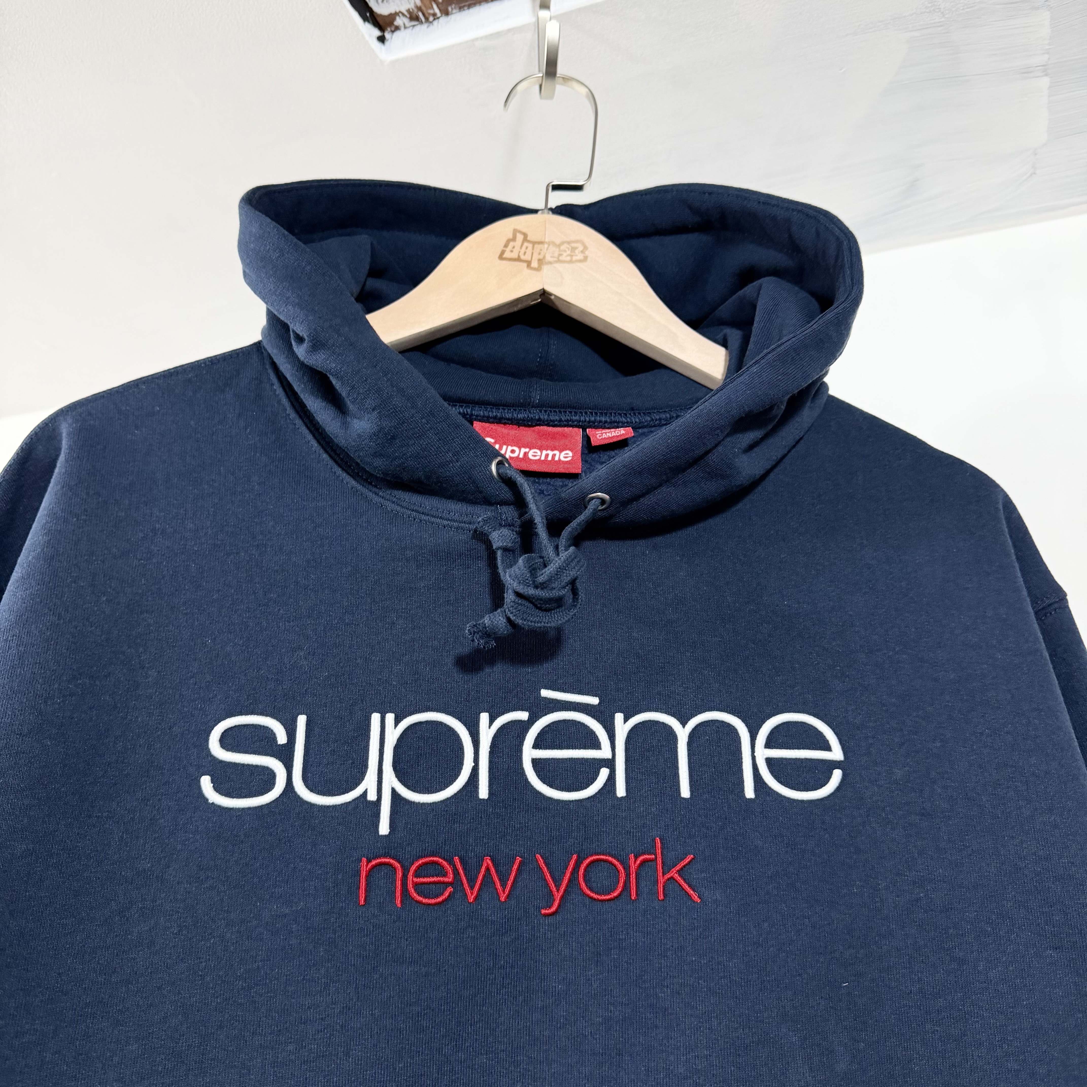 Supreme SS26 Classic Logo Hooded Sweatshirt Navy