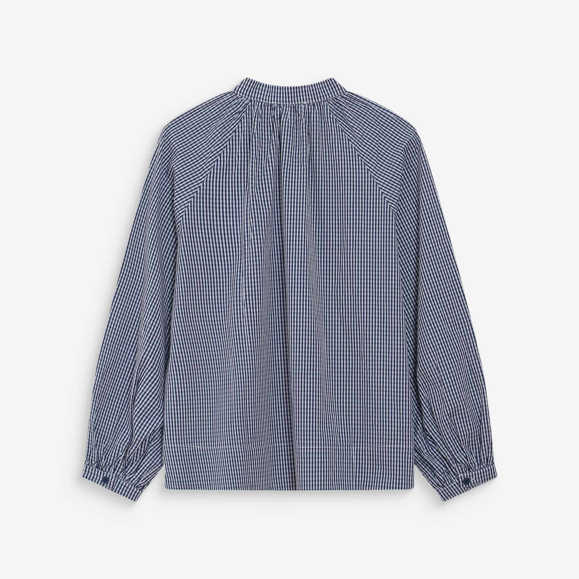 1GM0329-048 [GRACE & MILA] Checked Cotton Blouse Marine Varry Navy #SS2617088 (C-EU-E)