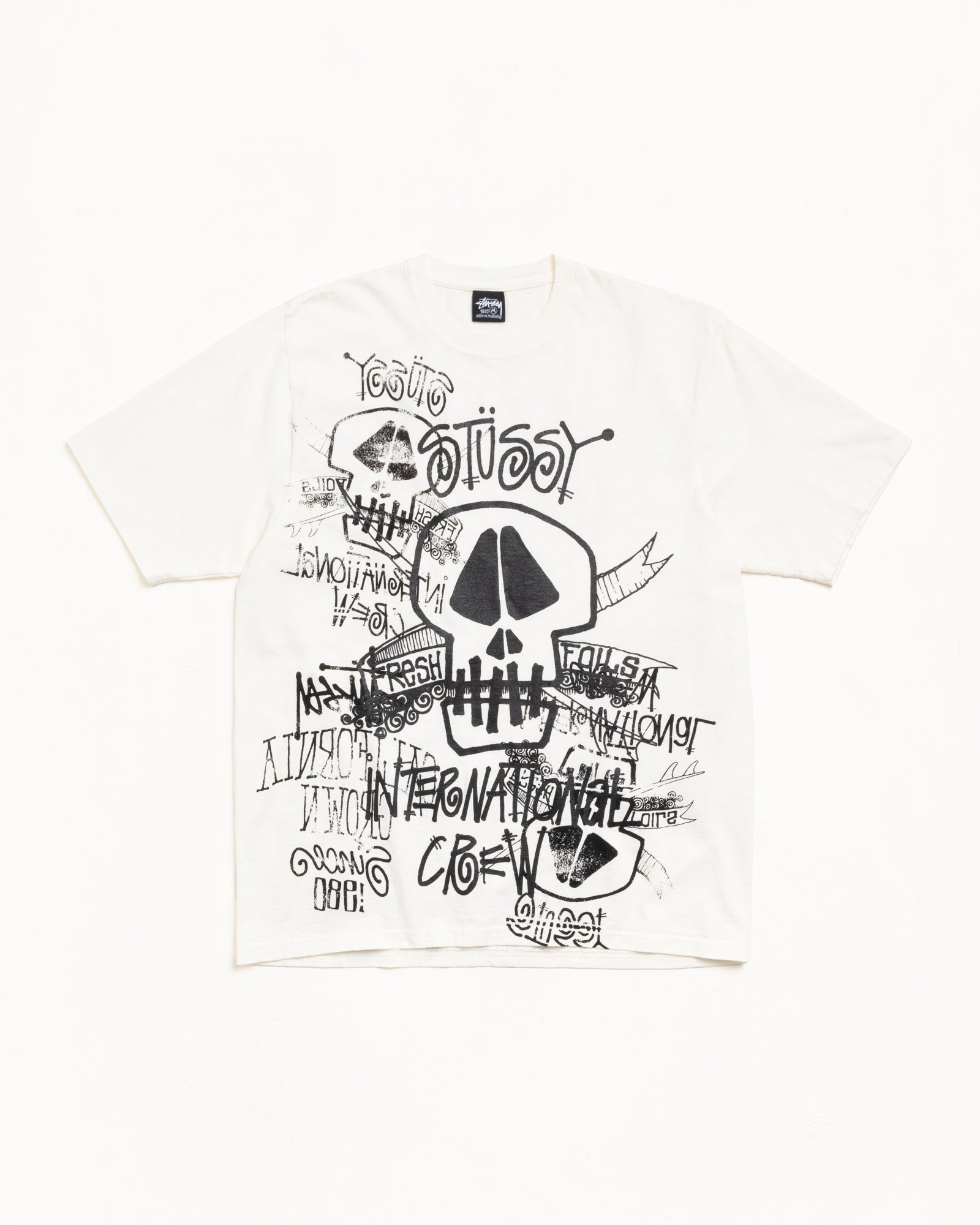 STUSSY SKULLS TEE PIGMENT DYED Natural 洗水米白