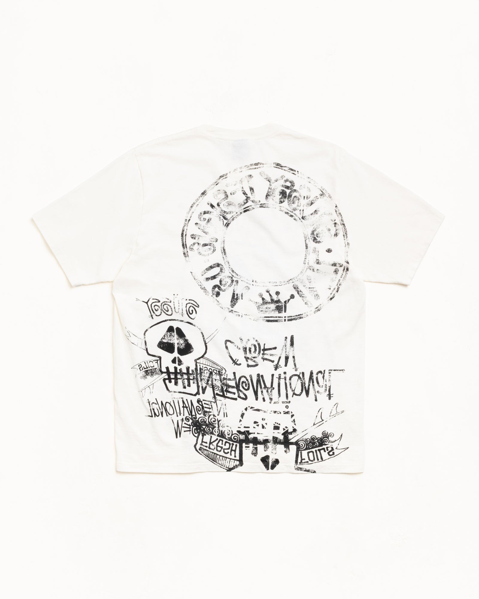 STUSSY SKULLS TEE PIGMENT DYED Natural 洗水米白