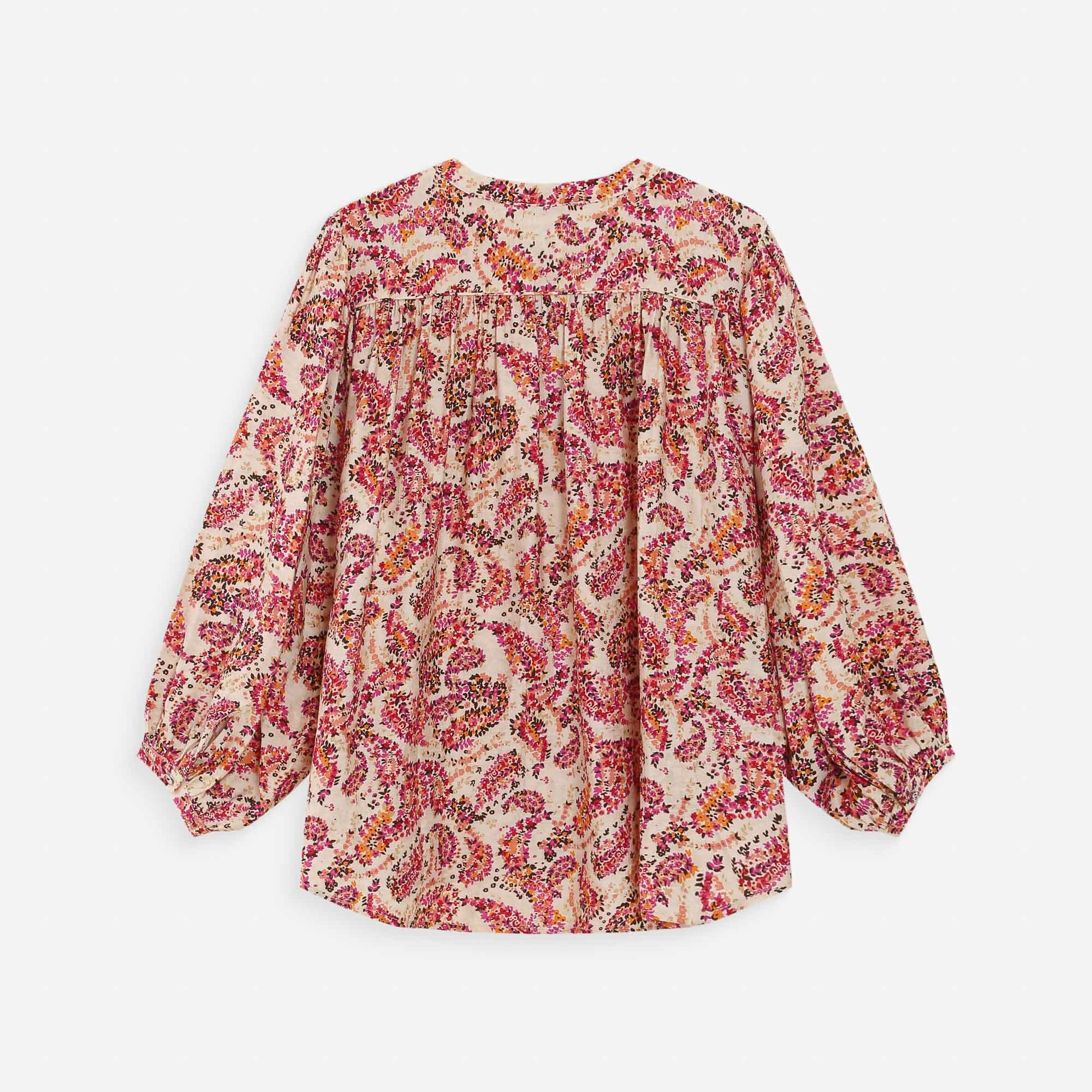 1GM0329-050 [GRACE & MILA] Floral Printed Blouse Peche Vezia Peach #SS2617100 (C-EU-E)