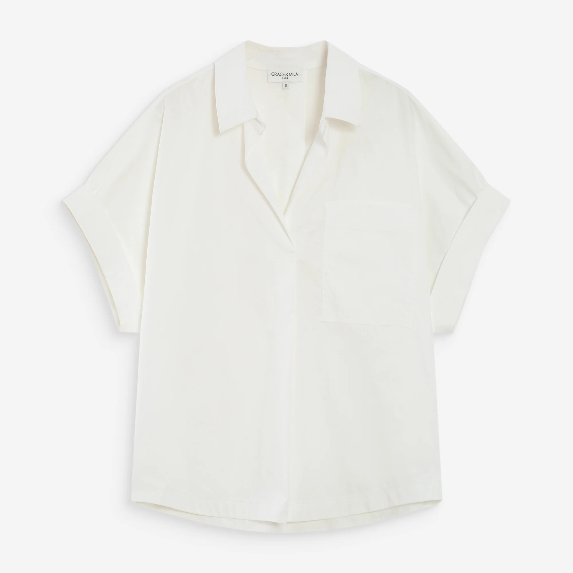 1GM0329-051 [GRACE & MILA] Loose Cotton Blouse Ivoire Versigny Ivory #SS2617102 (C-EU-E)