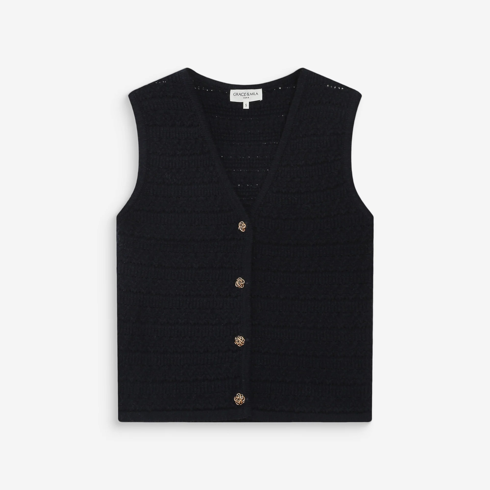 1GM0329-057 [GRACE & MILA] Sleeveless Vest Marine Vincennes Navy #SS2617123 (C-EU-E)