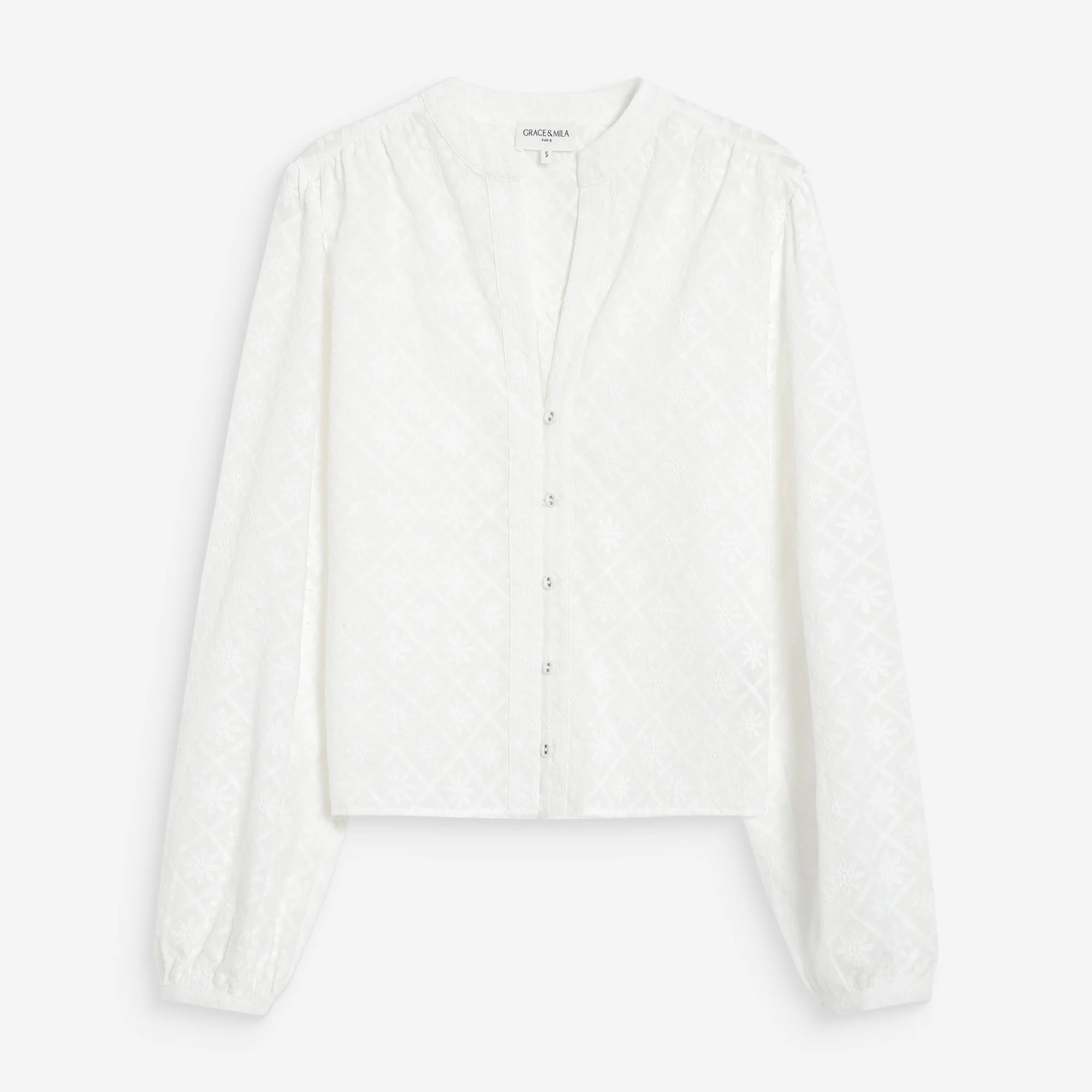 1GM0329-063 [GRACE & MILA] Eyelet Embroidery Blouse Ivoire Vandita Ivory #SS2617084 (C-EU-E)