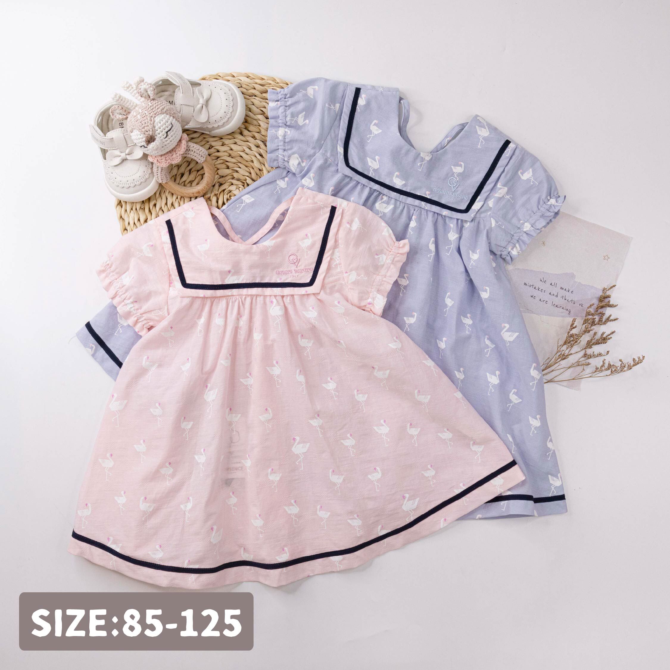 范侖鐵諾【52029】滿版紅鶴後交叉設計洋裝＊二色