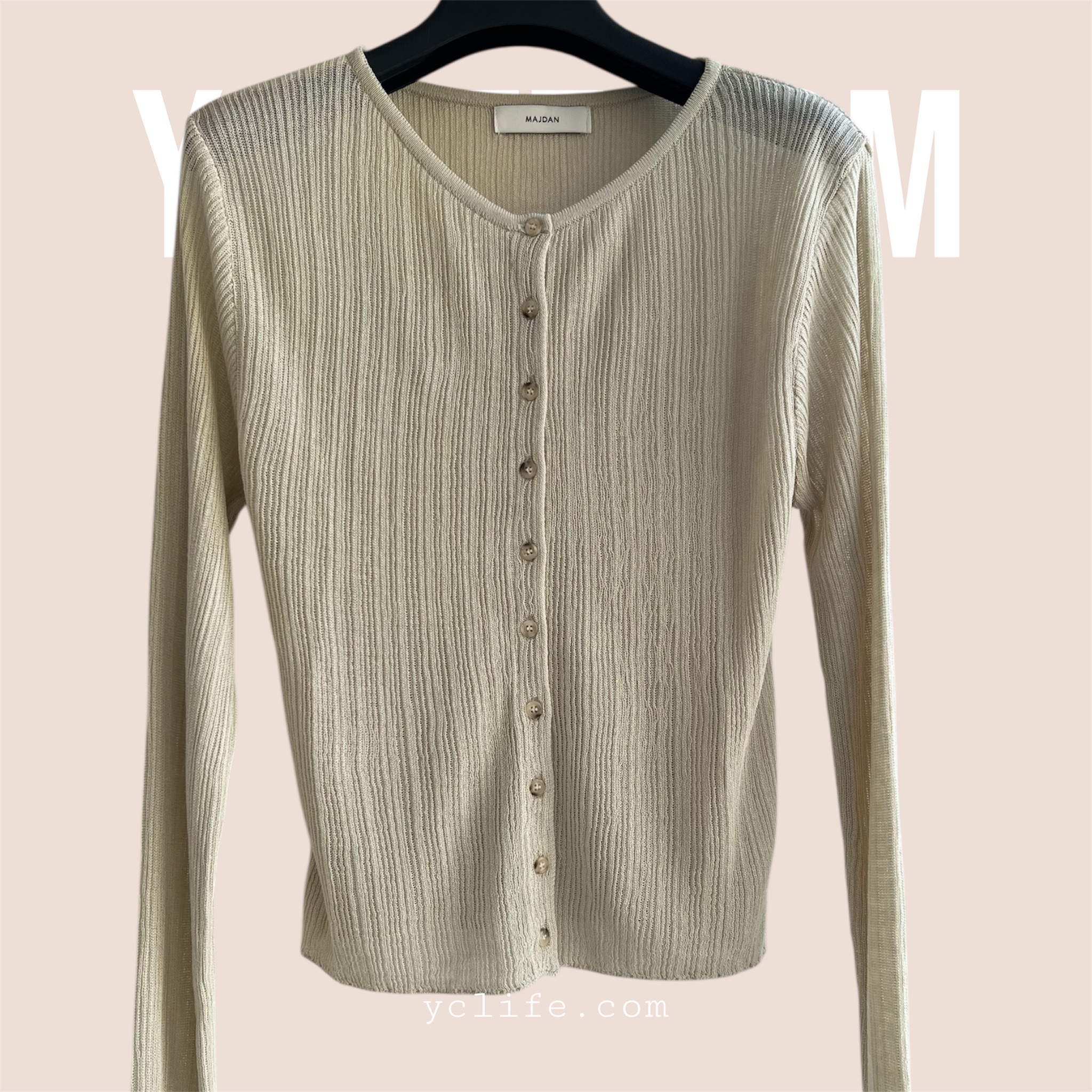 輕透亞麻感細紋開襟衫