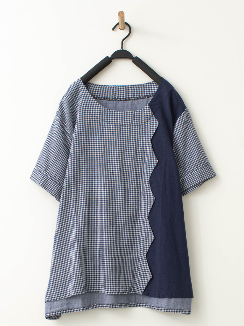 拼接短袖上衣蕾絲織帶下擺繡花棉長裙組合