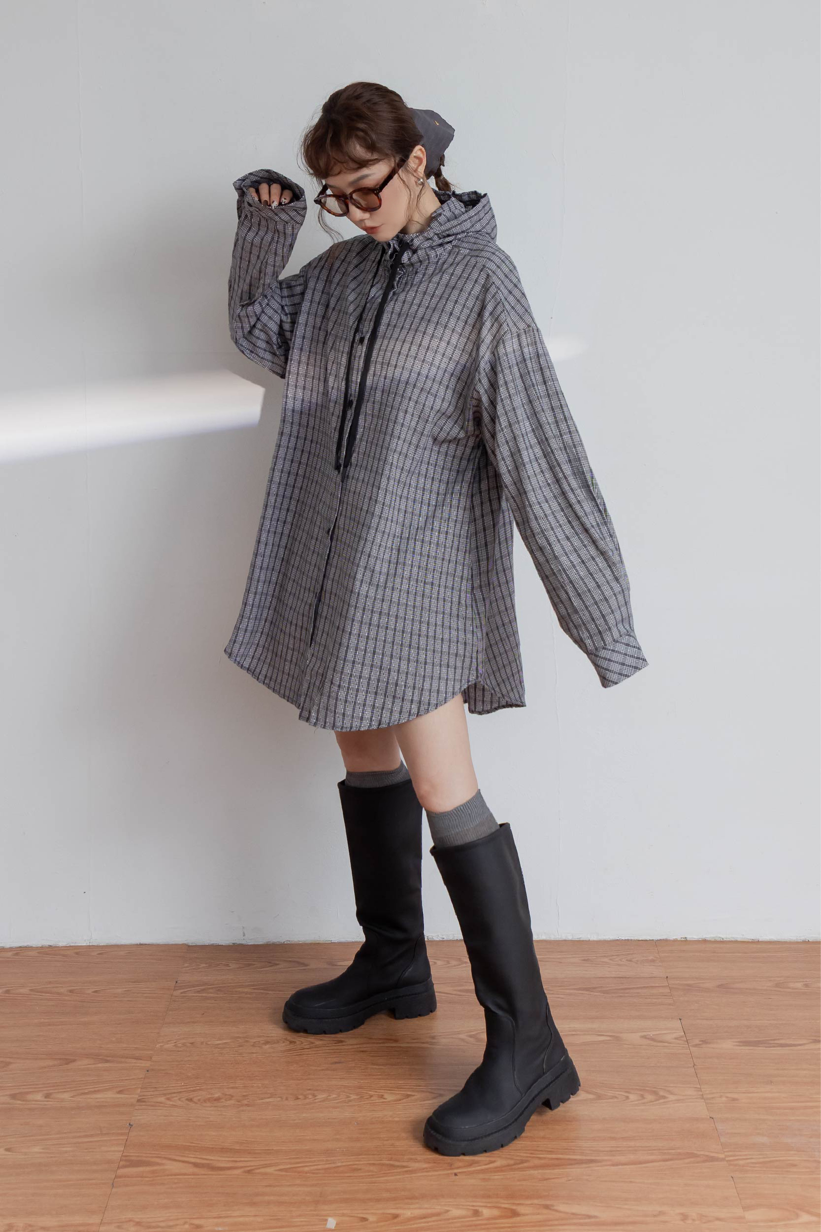 兩穿式小立領連帽長衫