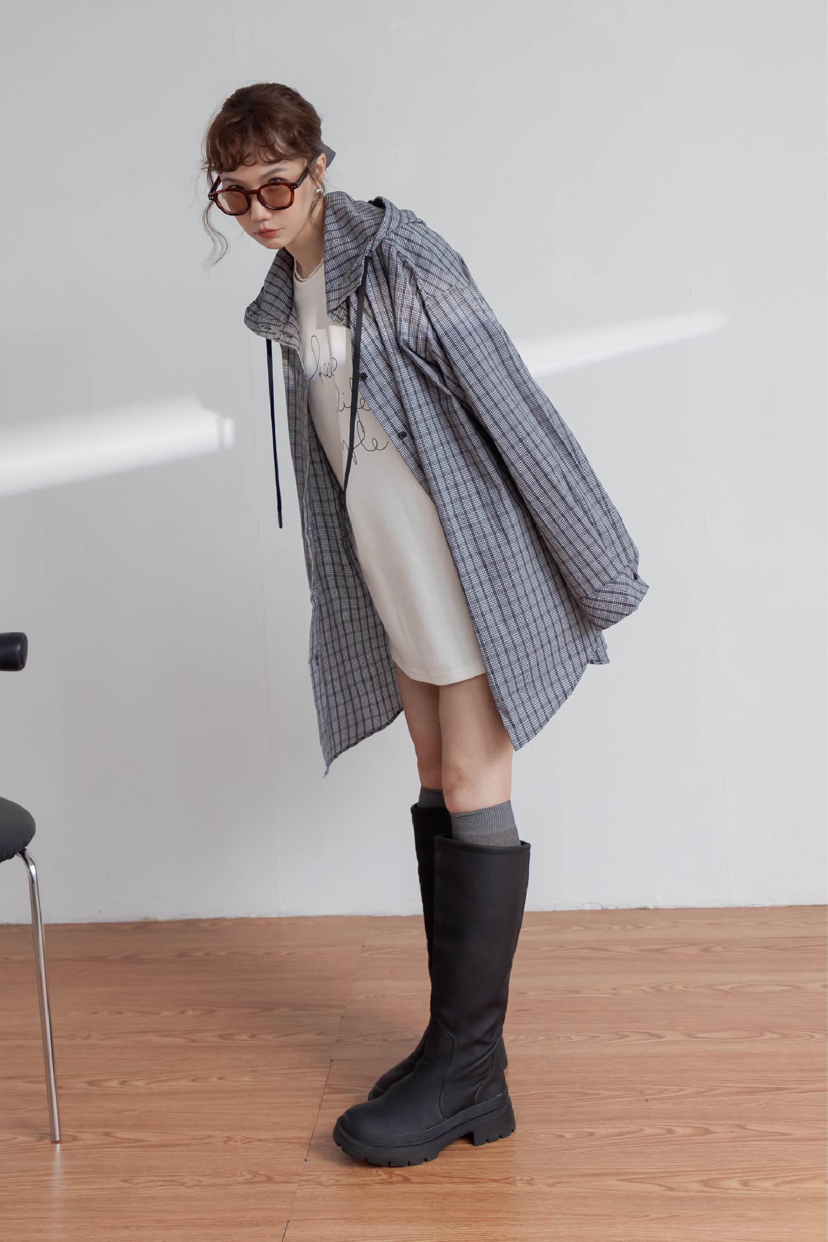 兩穿式小立領連帽長衫